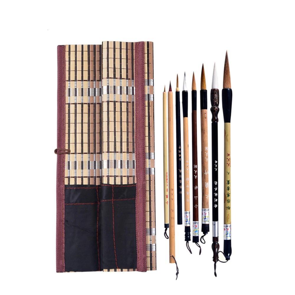 Bamboo Calligraphy Brush Set | Sheep Hair Bristles, Storage Case Included | Multiple Sizes for Precise Writing & Painting
