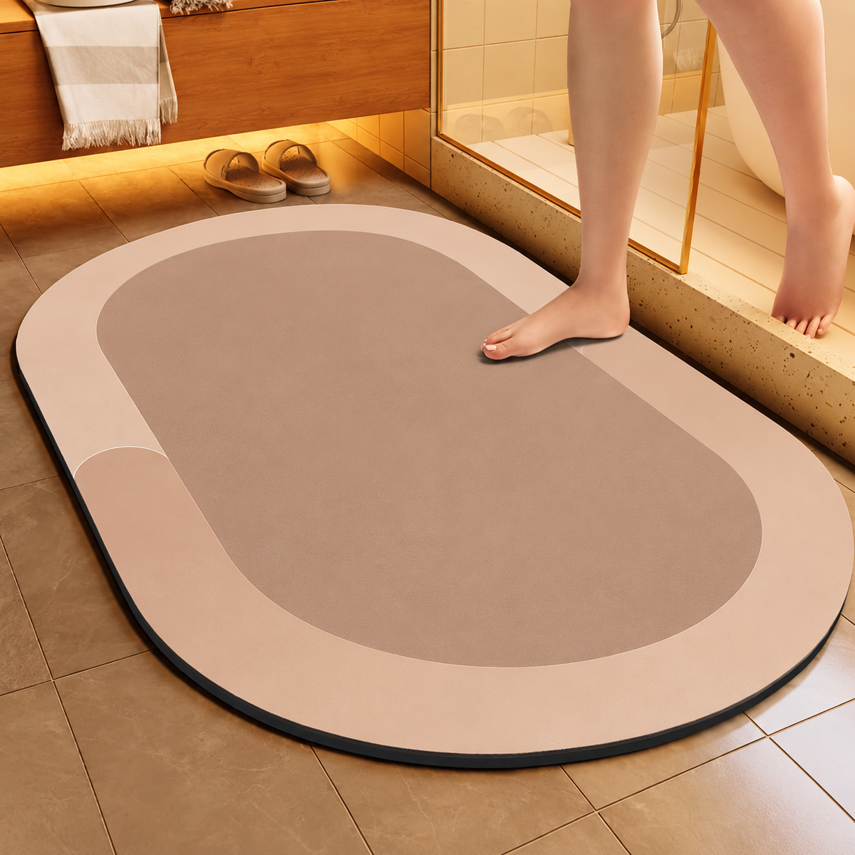 Bath Mat Diatomite Foam Core, Non-Slip Rubber Base | 4 Sizes, 6 Colours, 4 Shapes | Quick-Drying & Water-Absorbent