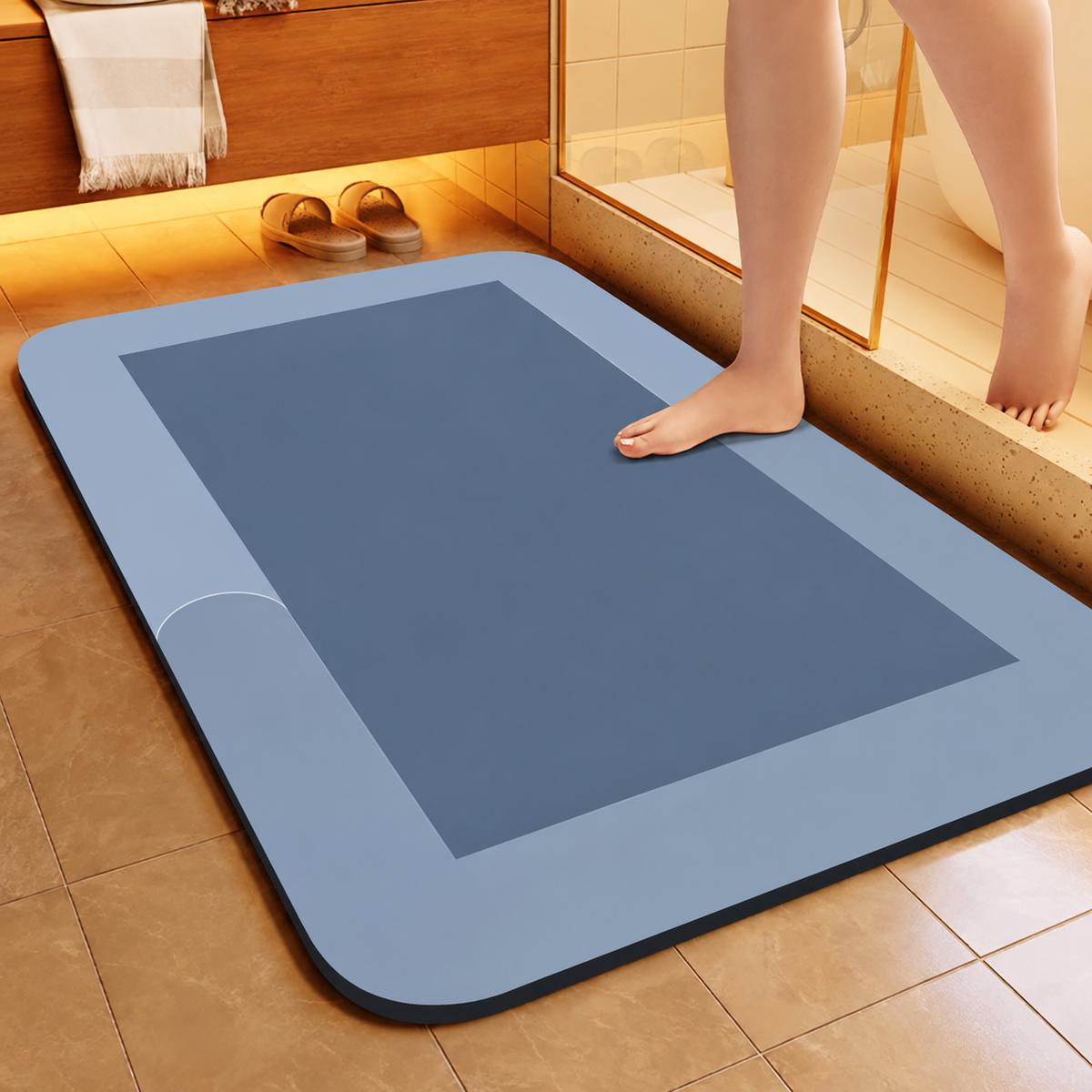 Bath Mat Diatomite Foam Core, Non-Slip Rubber Base | 4 Sizes, 6 Colours, 4 Shapes | Quick-Drying & Water-Absorbent