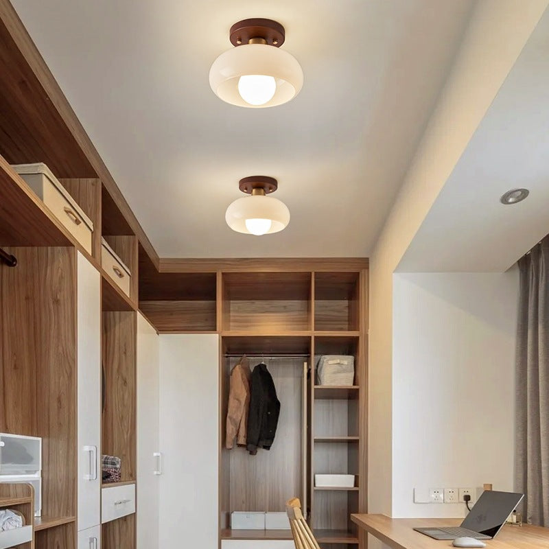 Bauhaus Ceiling Light | Rounded Drum Shade, Warm Glow