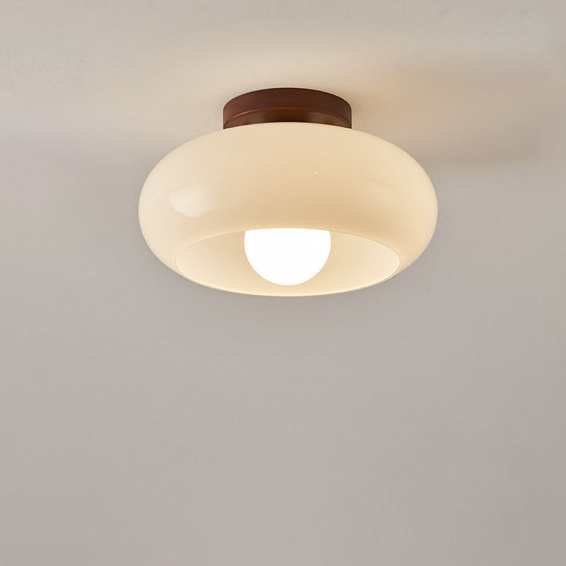 Bauhaus Ceiling Light | Rounded Drum Shade, Warm Glow