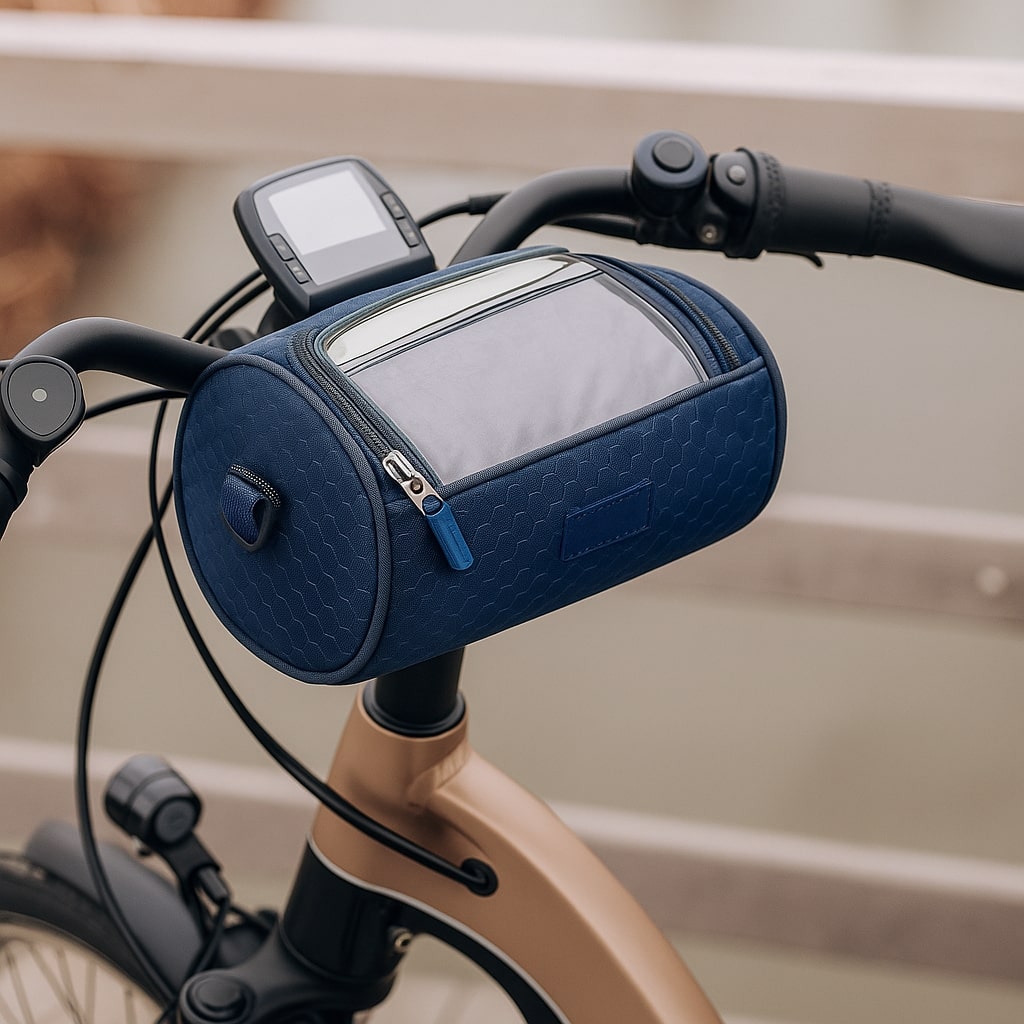 Bike Handlebar Storage Bag | Touchscreen Phone Window, 22 x 12 x 12.5 cm | Waterproof Nylon, Hook-and-Loop Mount