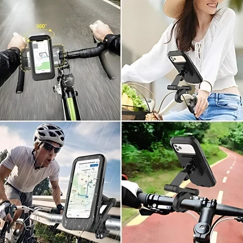 Bike Phone Holder Waterproof | 360° Rotation & Touchscreen Access | Fits Phones up to 16.5 cm, Tool-Free Mount
