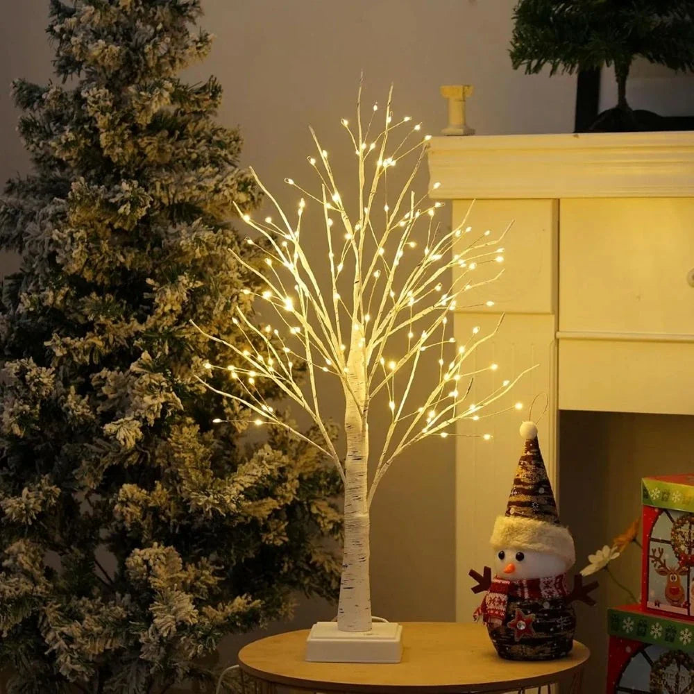 Birch Branch Light 55 cm | PVC & Copper Wire, Warm White 144 LED | Cordless, Bendable, Battery-Powered, Table Decor