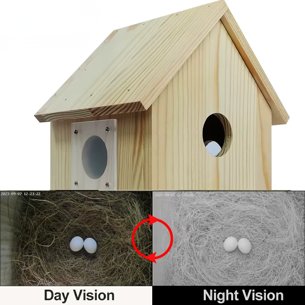 Bird Box Camera | 4MP HD WiFi Live View & Invisible Night Vision | Wooden Nest Box with Microphone & Dual-Band WiFi