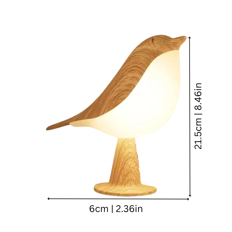 Bird-Shaped Aroma Diffuser Lamp ABS with Wooden Optic | USB-C Rechargeable, 3 Light Modes | Cordless Relaxation Lighting
