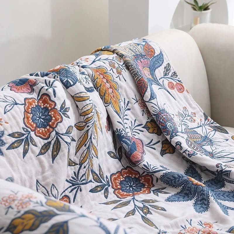 Blanket | Light Ground One Side, Deep Blue The Other