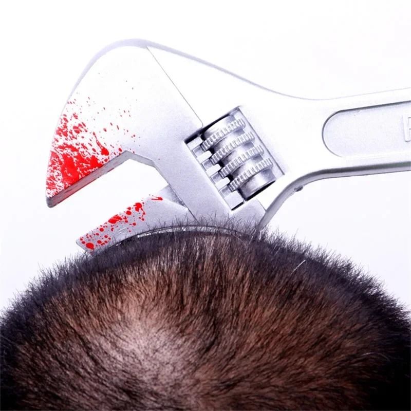 Bloody Weapon Headband Halloween Prop | Head-Through Optical Illusion Design | Lightweight Reusable Costume Accessory