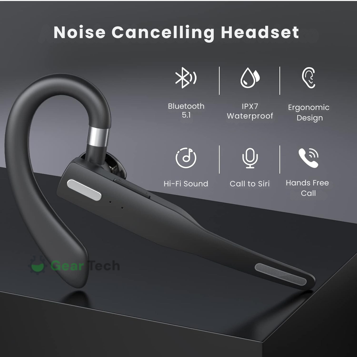 Bluetooth 5.1 Noise Cancelling Headset | Dual Mic CVC8.0 & IPX7 Waterproof | 25-Hour Talk Time Hands-Free Calling