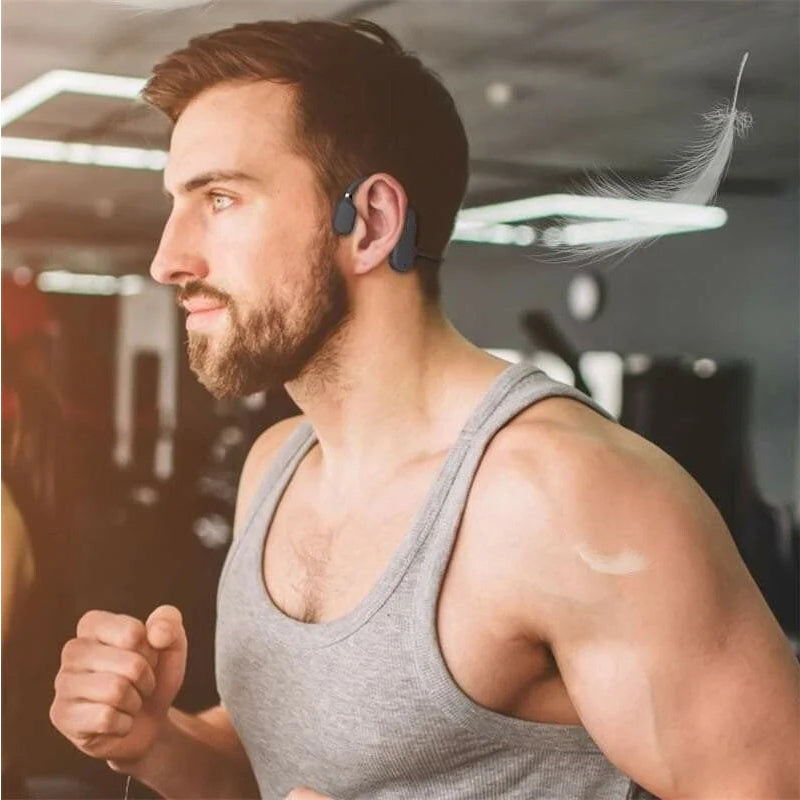 Bone Conduction Headphones Bluetooth 5.2 | Open-Ear Wireless Design for Glasses | 13 Hours Playtime, Sweatproof