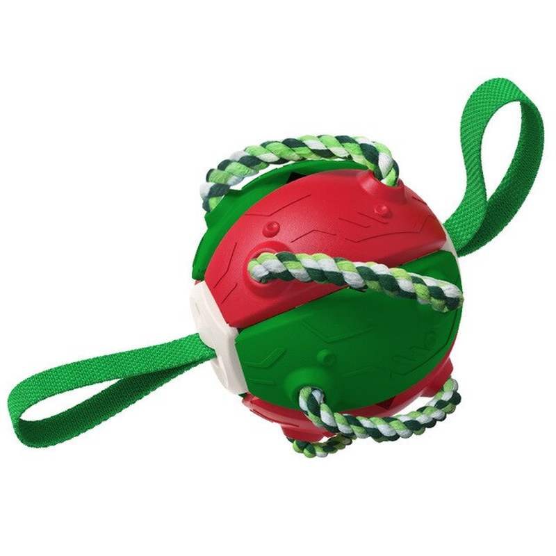 Bouncing Frisbee Ball Interactive Dog Toy | Converts to Ball in Seconds | Cotton Rope Chew Boosts Oral Health and Grip
