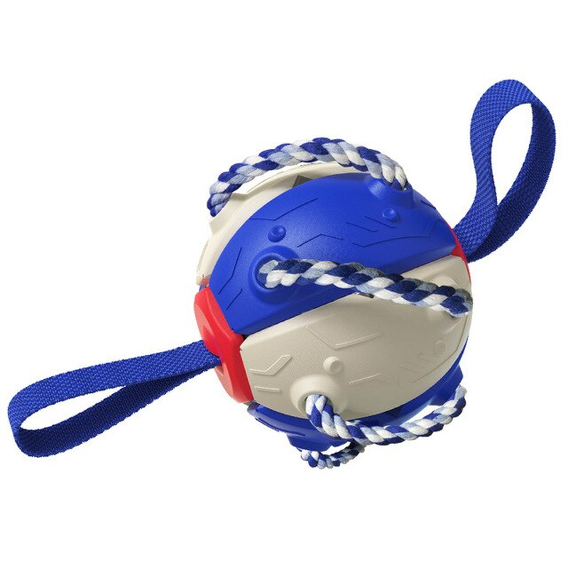 Bouncing Frisbee Ball Interactive Dog Toy | Converts to Ball in Seconds | Cotton Rope Chew Boosts Oral Health and Grip