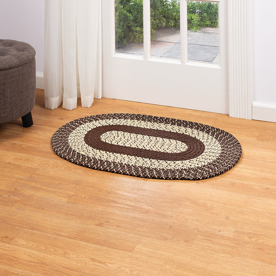 Braided Rug Polyester | Round, Oval & Runner Sizes 20"x30" to 5' x 7' | Reversible Two-Tone Country Design, 5 Colours