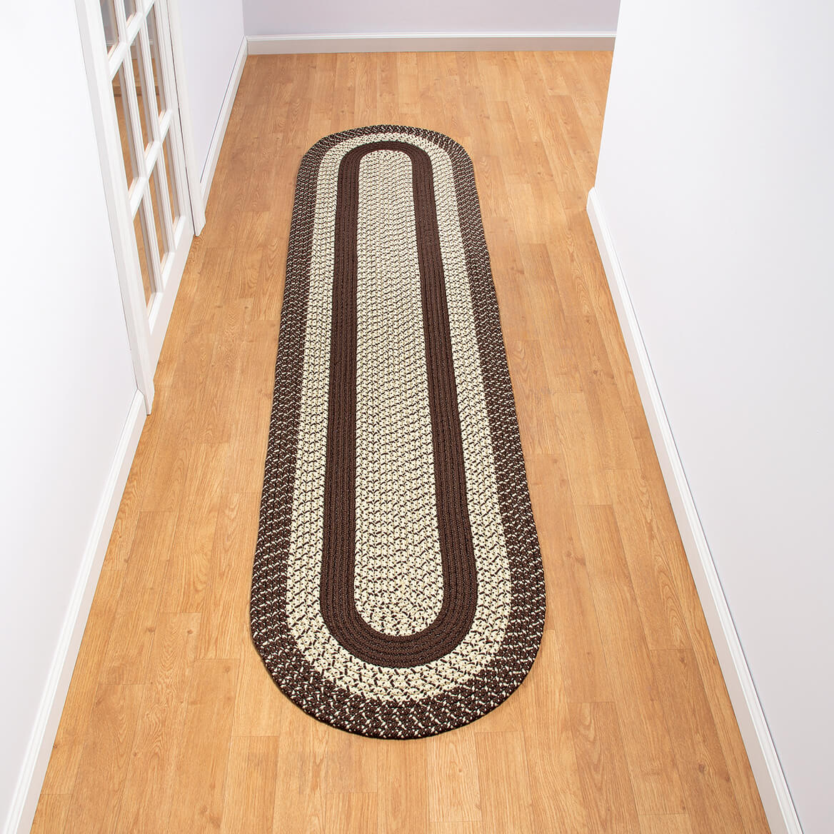 Braided Rug Polyester | Round, Oval & Runner Sizes 20"x30" to 5' x 7' | Reversible Two-Tone Country Design, 5 Colours