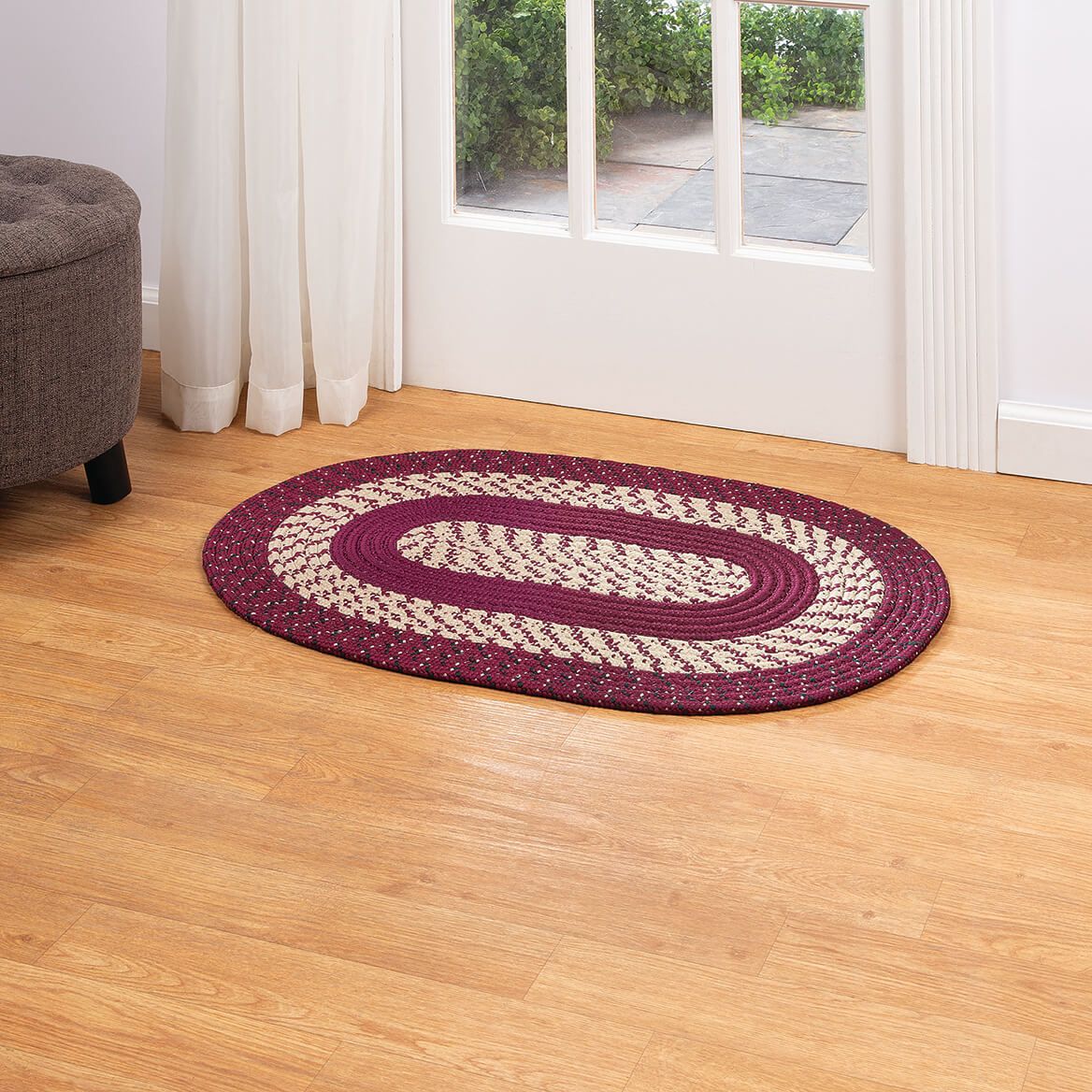 Braided Rug Polyester | Round, Oval & Runner Sizes 20"x30" to 5' x 7' | Reversible Two-Tone Country Design, 5 Colours