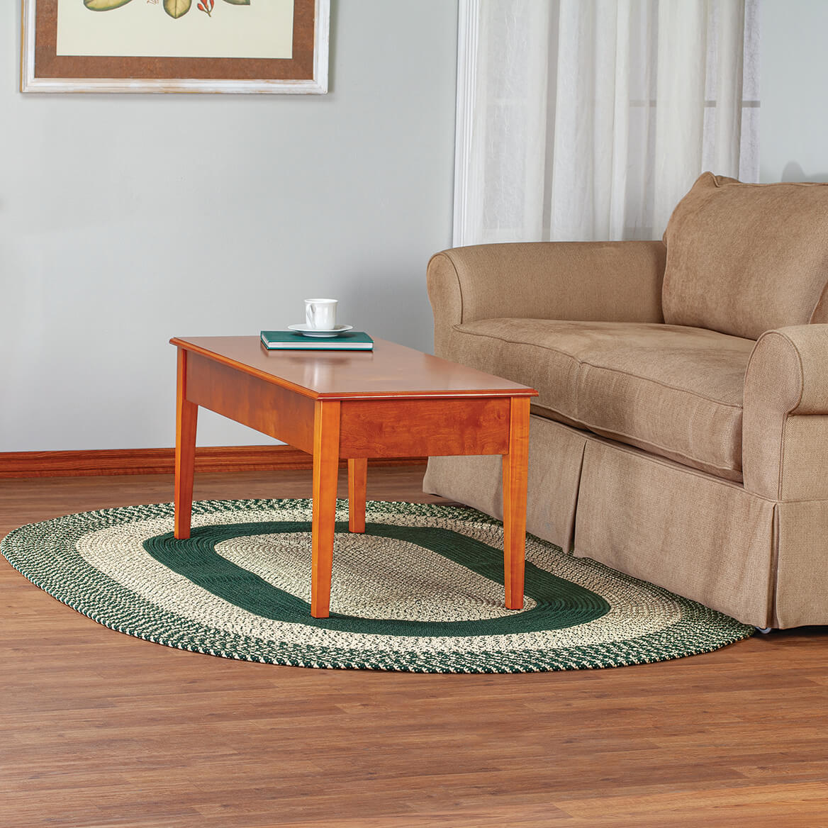 Braided Rug Polyester | Round, Oval & Runner Sizes 20"x30" to 5' x 7' | Reversible Two-Tone Country Design, 5 Colours
