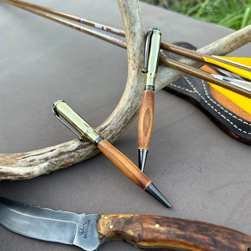 Bullet Shell Ballpoint Pen Wood | Handmade Unique Design | Smooth Writing Gift Idea for Students and Coworkers