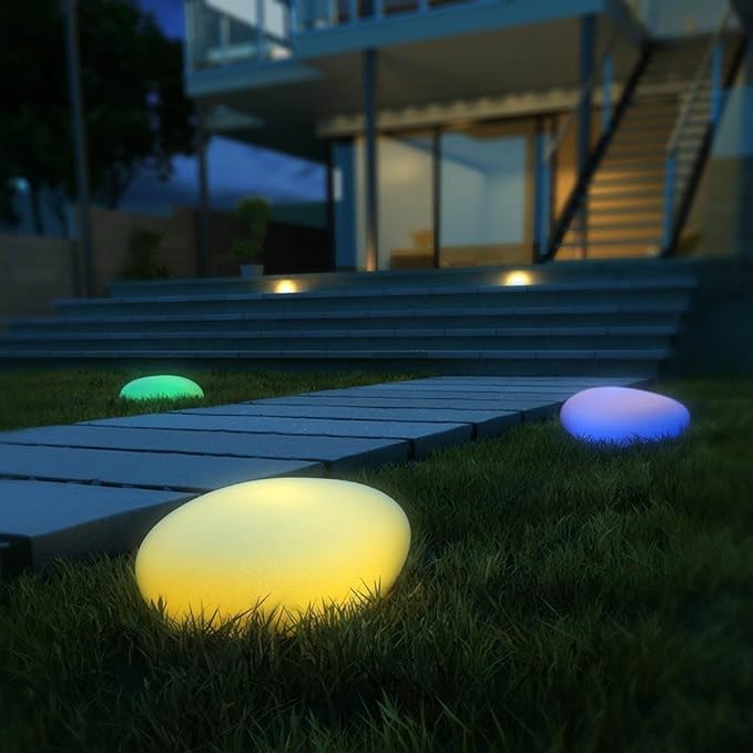 Outdoor House Light Stone Rechargeable LED Weatherproof with 16 Colour Modes 5