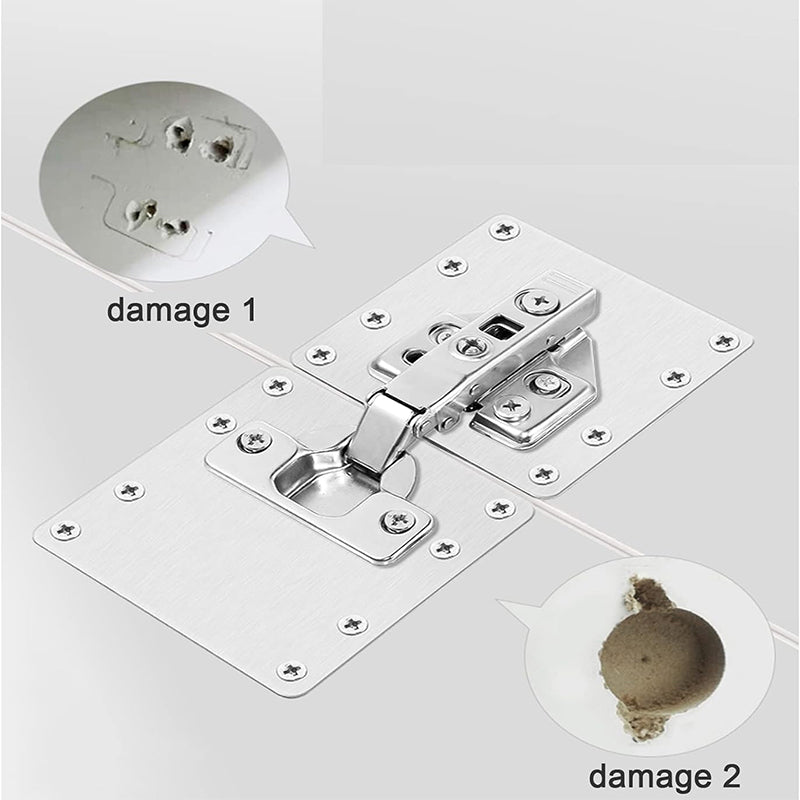 Cabinet Door Hinge Set Stainless Steel | Soft-Close Damper Mechanism | Quiet Closing for Folding Cabinet Doors with Fixing Plates
