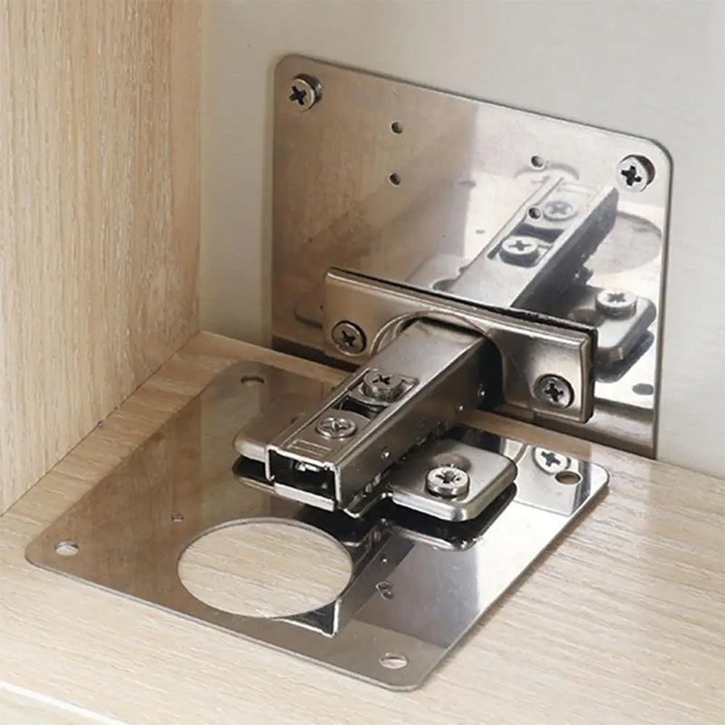 Cabinet Door Hinge Set Stainless Steel | Soft-Close Damper Mechanism | Quiet Closing for Folding Cabinet Doors with Fixing Plates