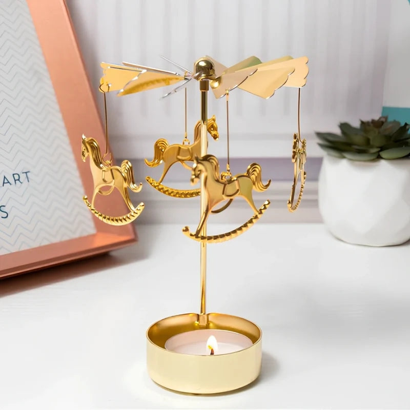 Candle Carousel Alloy Spinner 16.5 x 8 x 5 cm | Fawn, Fairy, Angel, Unicorn Styles | Heat-Powered Rotating Display