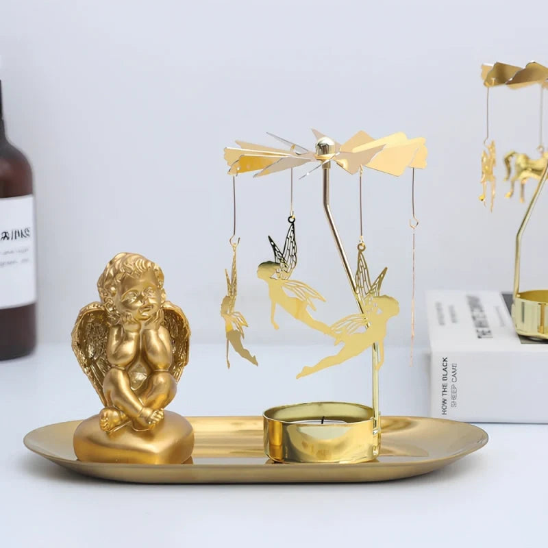 Candle Carousel Alloy Spinner 16.5 x 8 x 5 cm | Fawn, Fairy, Angel, Unicorn Styles | Heat-Powered Rotating Display