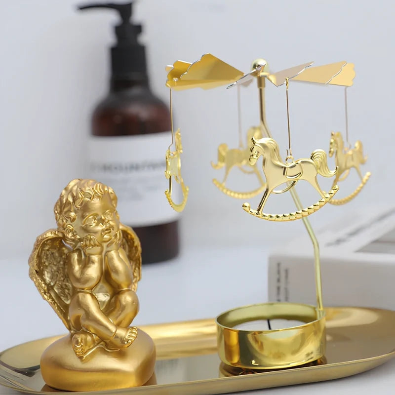 Candle Carousel Alloy Spinner 16.5 x 8 x 5 cm | Fawn, Fairy, Angel, Unicorn Styles | Heat-Powered Rotating Display