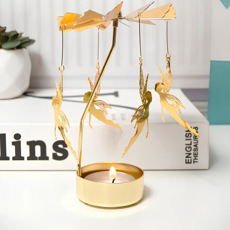 Candle Carousel Alloy Spinner 16.5 x 8 x 5 cm | Fawn, Fairy, Angel, Unicorn Styles | Heat-Powered Rotating Display