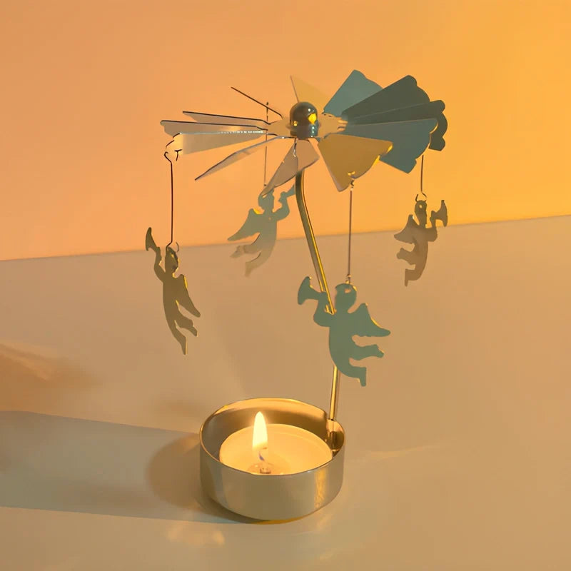 Candle Carousel Alloy Spinner 16.5 x 8 x 5 cm | Fawn, Fairy, Angel, Unicorn Styles | Heat-Powered Rotating Display