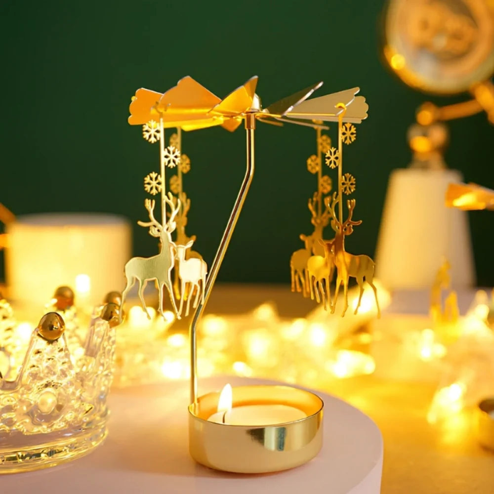 Candle Carousel Alloy Spinner 16.5 x 8 x 5 cm | Fawn, Fairy, Angel, Unicorn Styles | Heat-Powered Rotating Display