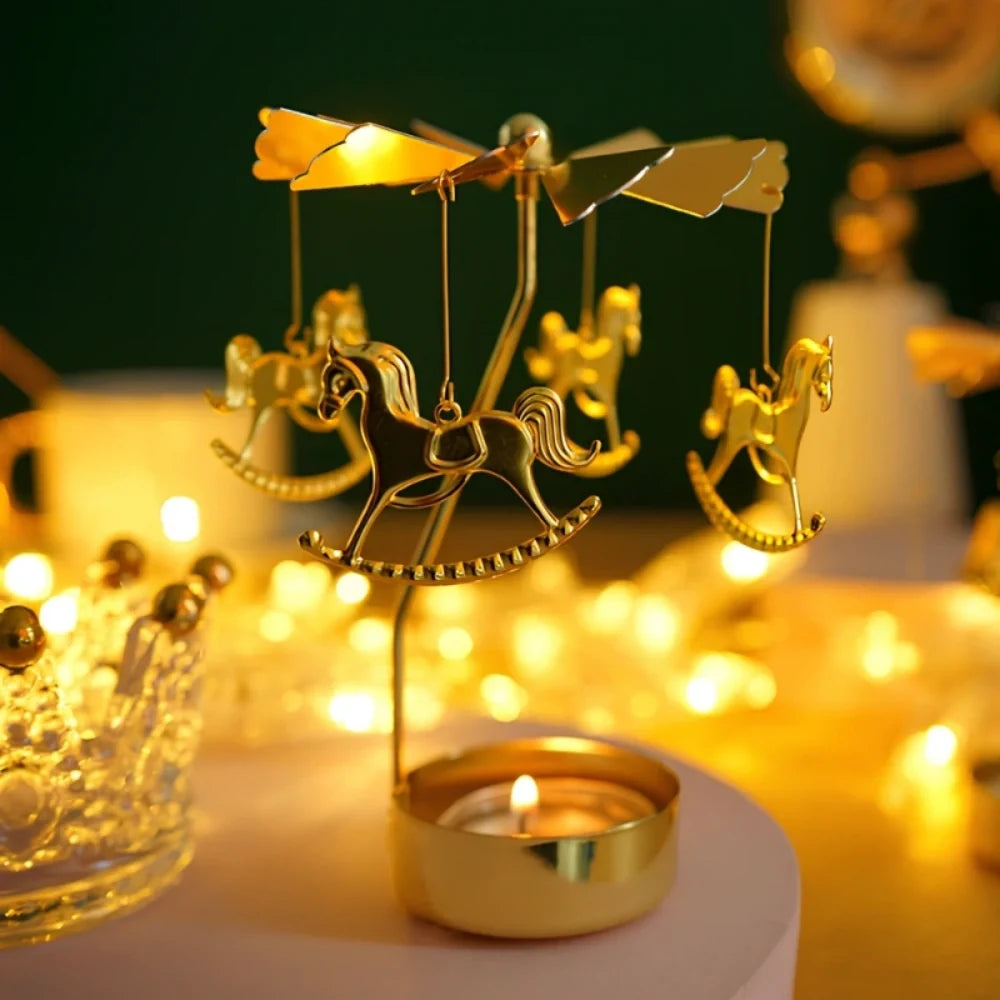 Candle Carousel Alloy Spinner 16.5 x 8 x 5 cm | Fawn, Fairy, Angel, Unicorn Styles | Heat-Powered Rotating Display