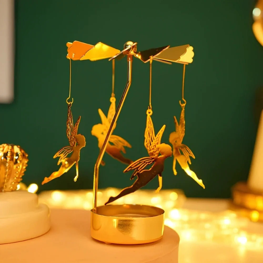 Candle Carousel Alloy Spinner 16.5 x 8 x 5 cm | Fawn, Fairy, Angel, Unicorn Styles | Heat-Powered Rotating Display