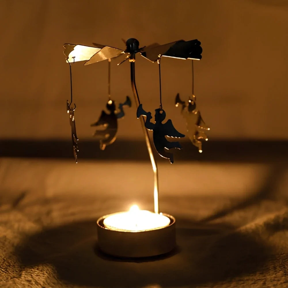 Candle Carousel Alloy Spinner 16.5 x 8 x 5 cm | Fawn, Fairy, Angel, Unicorn Styles | Heat-Powered Rotating Display