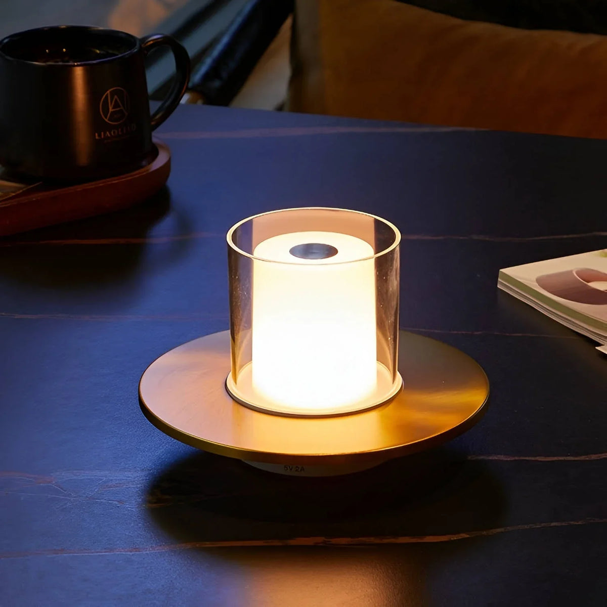 Candle Lamp Steel | Gesture-Control Dimming | Cordless Rechargeable, Gold or Silver, 10-18 Hour Battery
