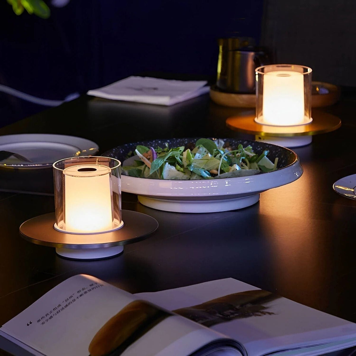 Candle Lamp Steel | Gesture-Control Dimming | Cordless Rechargeable, Gold or Silver, 10-18 Hour Battery