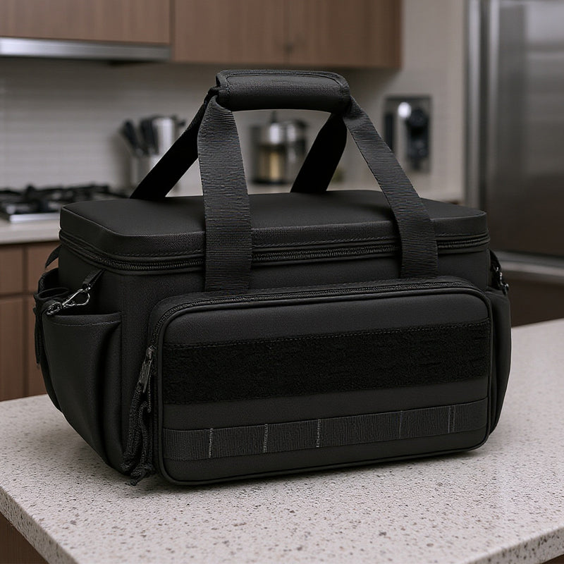 Canvas Tool Bag | Black, MOLLE Expandable | Set of 2, Reinforced Handles & Shoulder Strap for Job Sites, Workshops and Garages