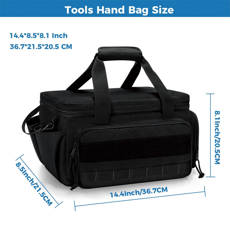 Canvas Tool Bag | Black, MOLLE Expandable | Set of 2, Reinforced Handles & Shoulder Strap for Job Sites, Workshops and Garages