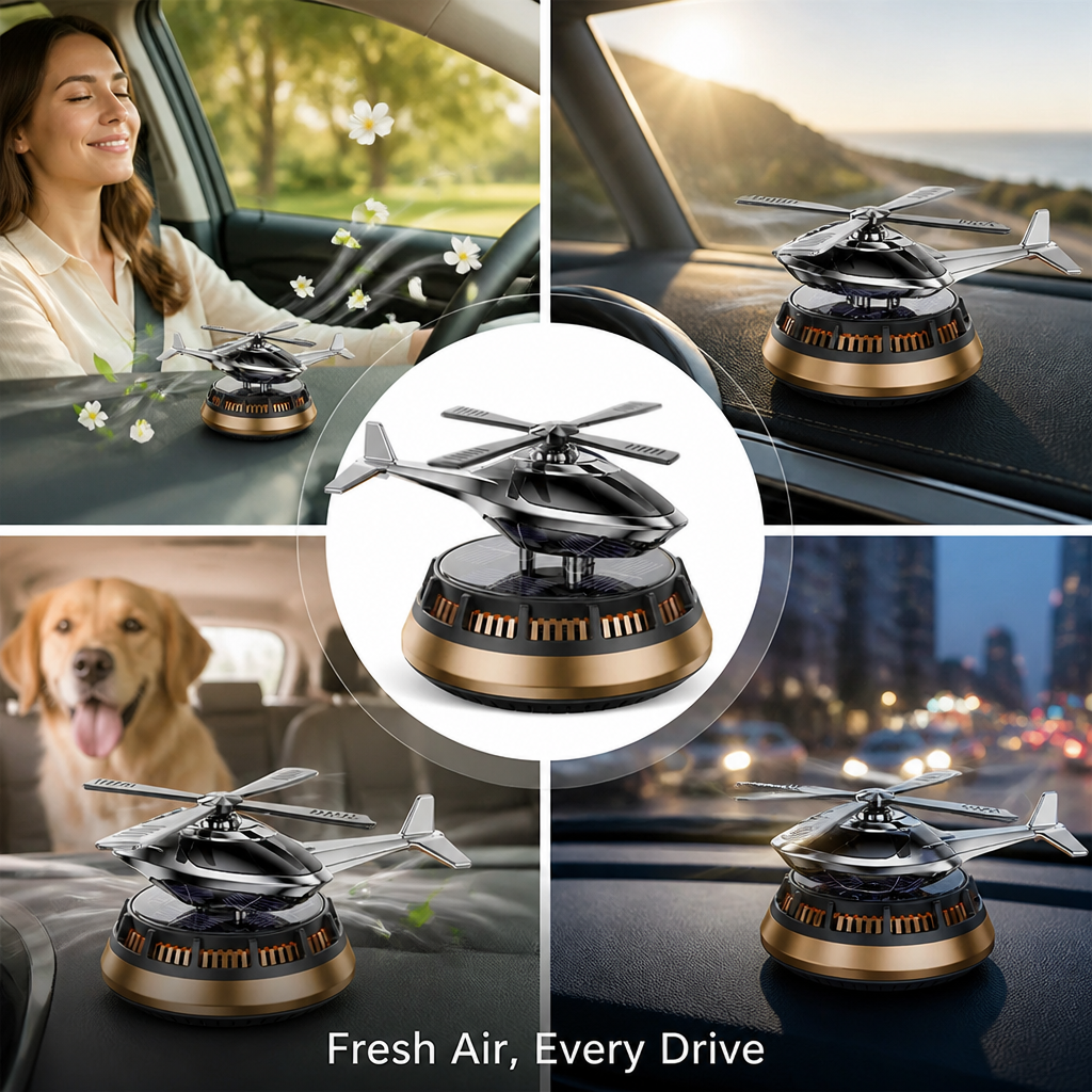 Car Air Freshener Solar Powered Spinning Disc with Replaceable Cartridge