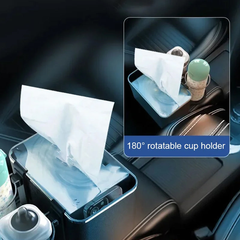 Car Armrest Storage Box ABS Plastic | Secure Strap Fit | Organises Phones, Keys, Drinks, Tissues & Essentials in Your Car