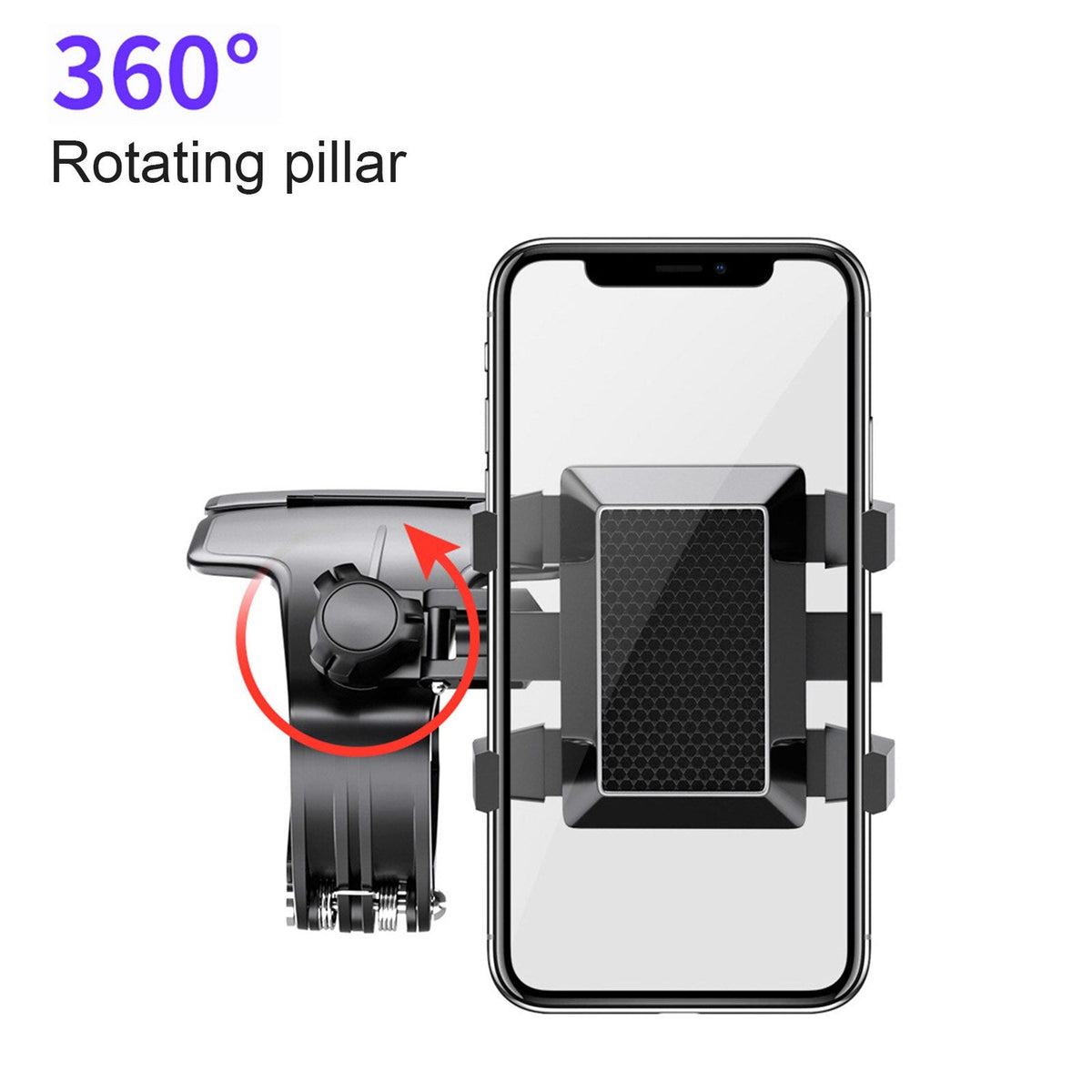 Car Phone Holder Clip Mount 360 Rotating Sun Visor with Non-Slip Pads