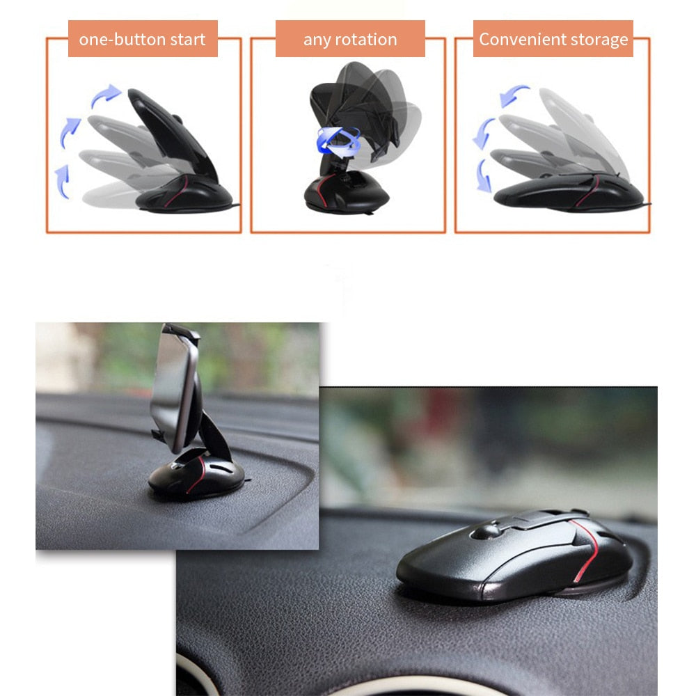 Car Phone Holder Dashboard Rotating Foldable Universal with Secure Grip