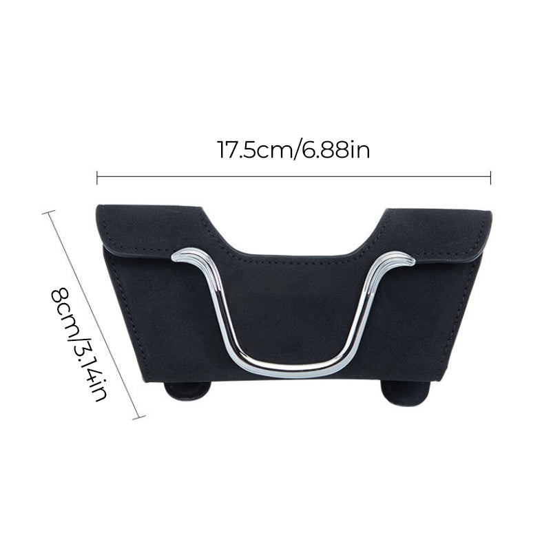 Car Sun Visor Glasses Holder Faux Leather | Magnetic Buckle Clip-On Case | Universal Fit for Sunglasses & Cards