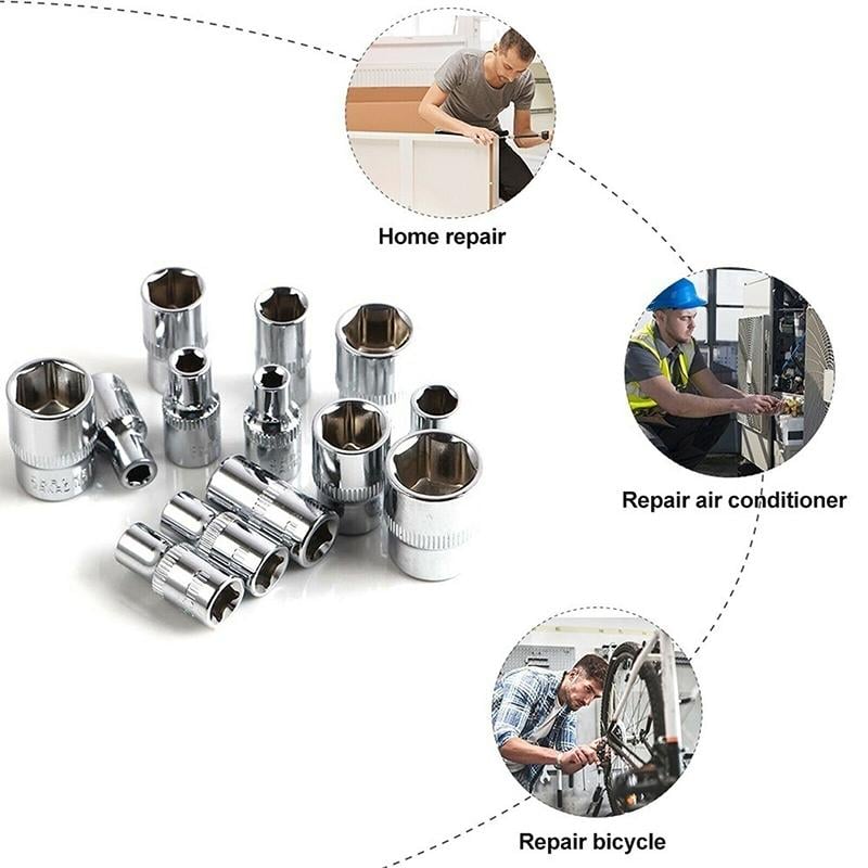 Car Tool Kit Chrome Vanadium Socket Set 46-Piece with Quick-Release Switch