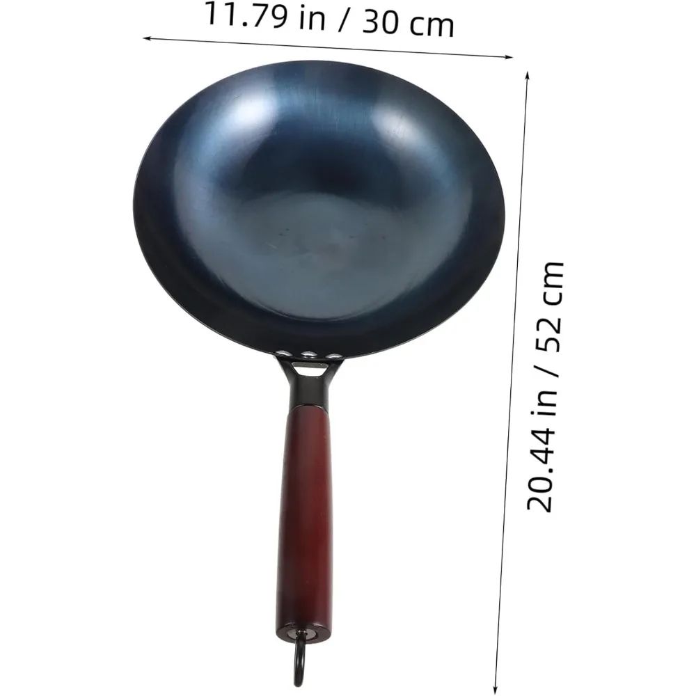 Cast Iron Wok | Wood Handle, Natural Non-Stick Patina Surface | Even Heat Retention for Stir-Fry, Sear, Braise & Steam
