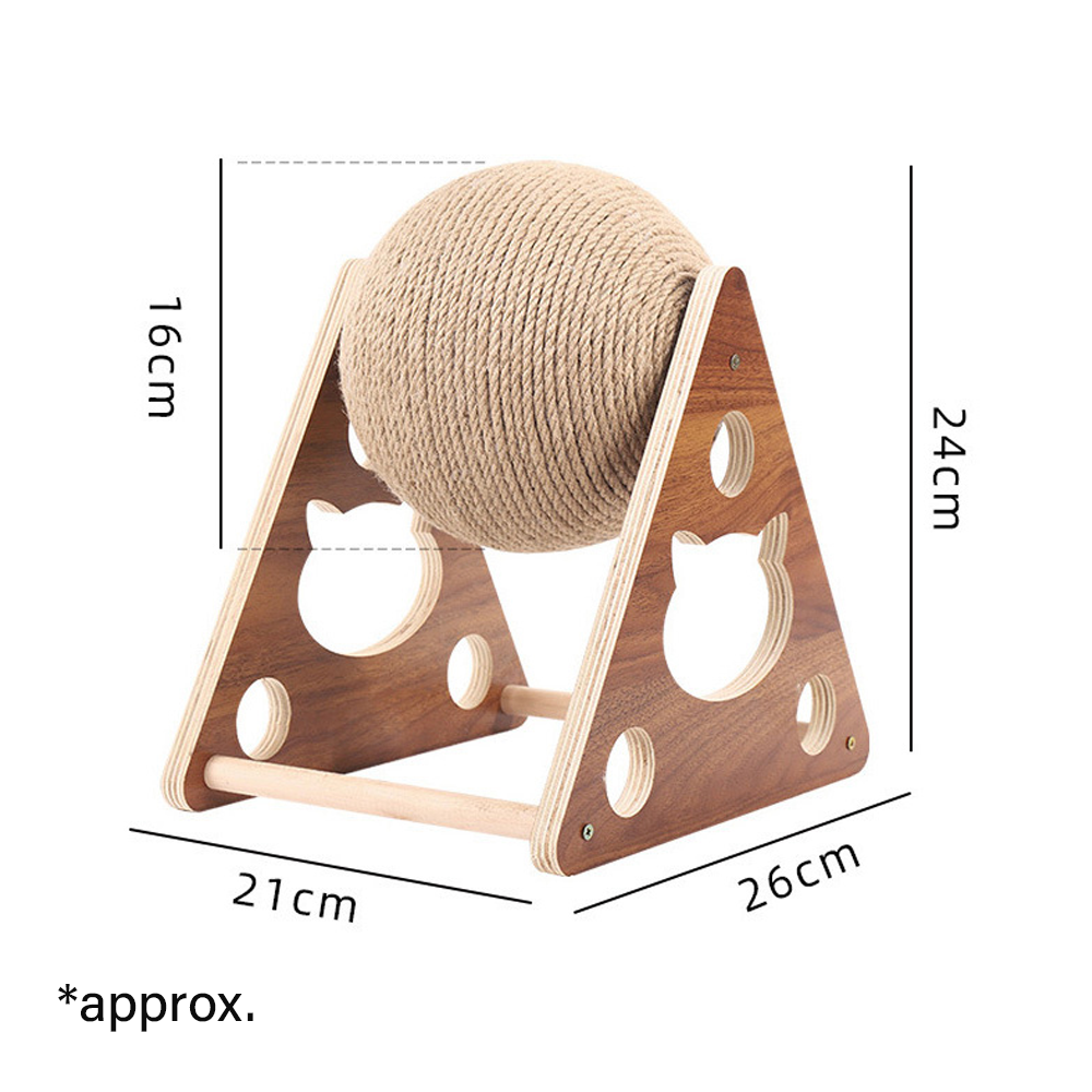 Cat Scratching Ball Toy Hemp Rope | Spinning Exercise Ball & Wooden Stand | Protects Men's Furniture From Scratches
