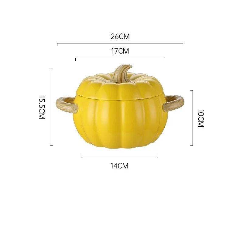 Ceramic Pumpkin Soup Bowl with Lid | Halloween Serving Pot with Side Handles | Keeps Soup, Ramen & Stew Warm Longer