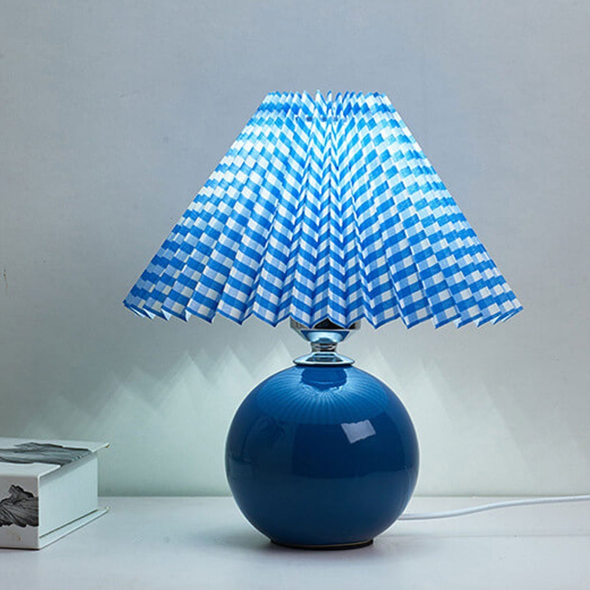 Ceramic Table Lamp | Cone-Shaped Shade, Minimalist Nordic Style Design | Plug-In Ceramic Socket, Standard Bulb Compatible
