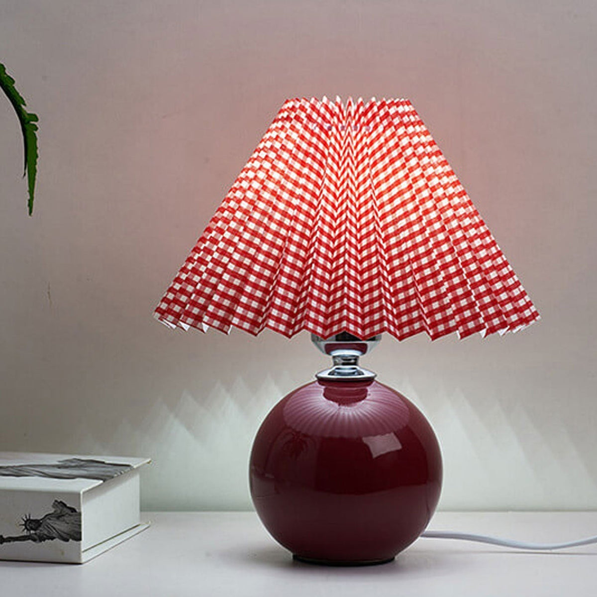 Ceramic Table Lamp | Cone-Shaped Shade, Minimalist Nordic Style Design | Plug-In Ceramic Socket, Standard Bulb Compatible