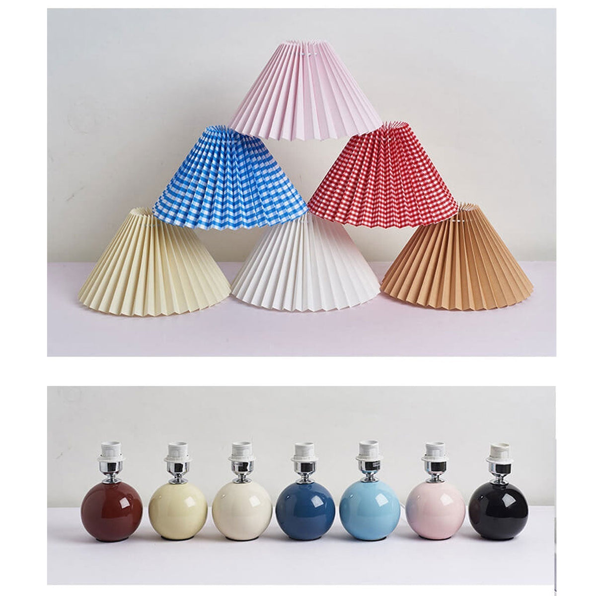 Ceramic Table Lamp | Cone-Shaped Shade, Minimalist Nordic Style Design | Plug-In Ceramic Socket, Standard Bulb Compatible