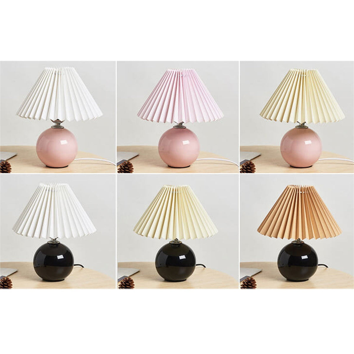 Ceramic Table Lamp | Cone-Shaped Shade, Minimalist Nordic Style Design | Plug-In Ceramic Socket, Standard Bulb Compatible